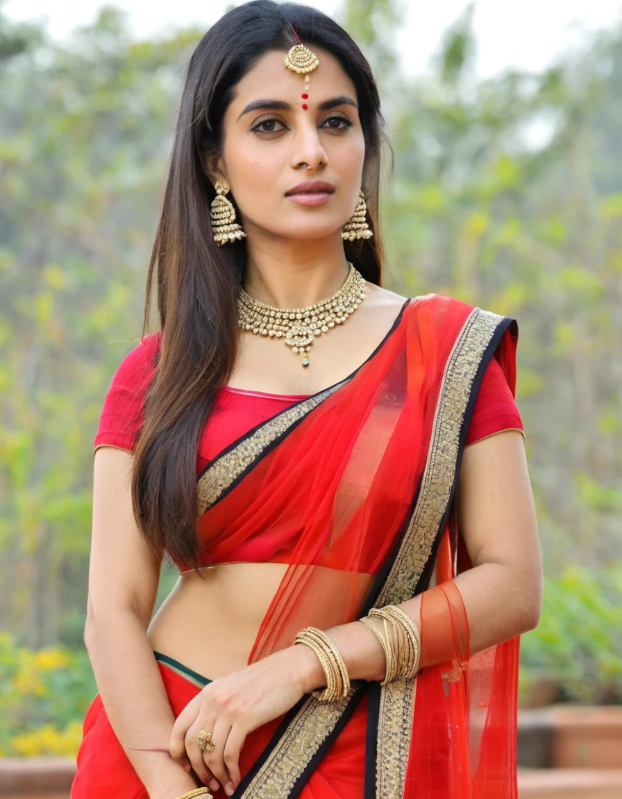 lana in red saree