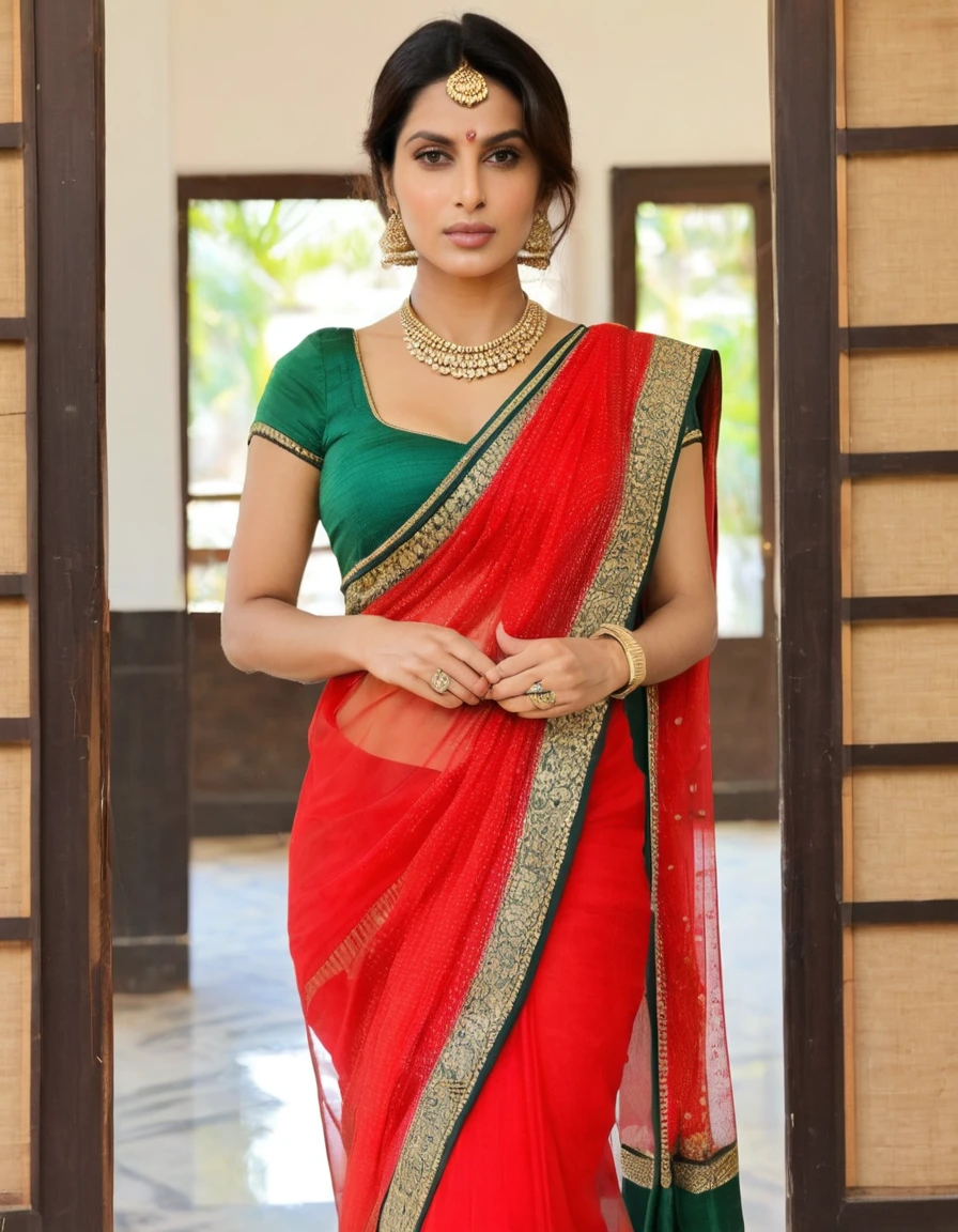 lana in red saree