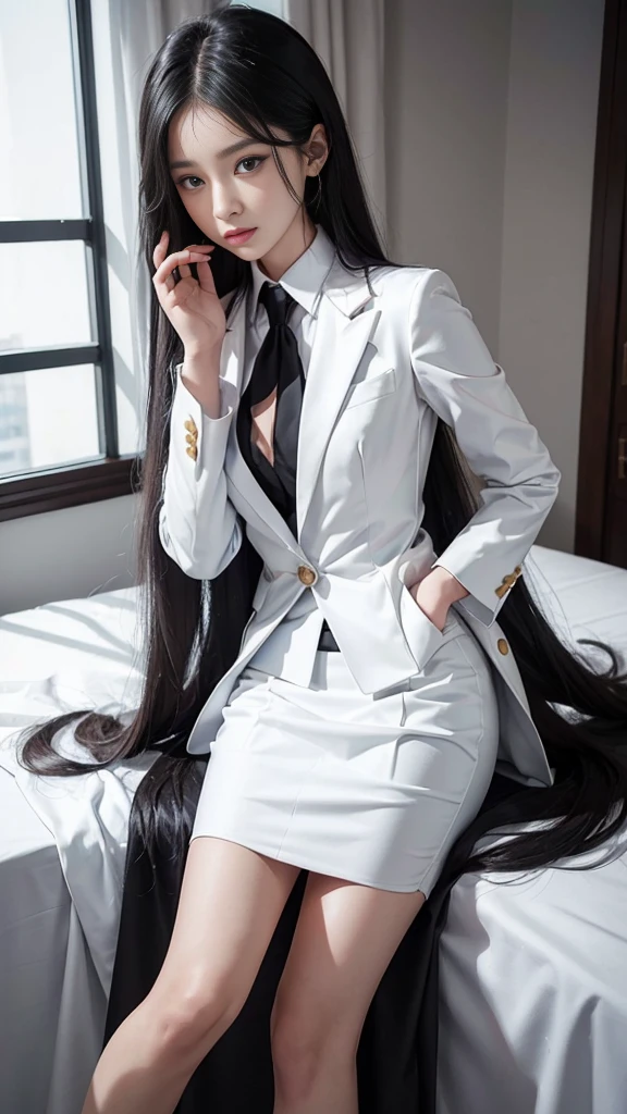 woman, กระโปรงสั้นwhite, เสื้อsuitwhite, skirt only, (สาวสวยTwo meter long hair, my hair is very long., extra long hair, long black hair), (suitสไตล์อิตาลี, suitสองปุ่ม), (Italian suit, white suit, Set of two buttons), (ใส่suitwoman, Business woman&#39;suit, white), (suitwomanwhite), (เสื้อเชิ้ตwhite), necktie, (necktieสั้นสีดำ, necktieสีดำ, necktieผอม, ถักnecktie), (military rank insignia), (Short pencil skirtwhite), (Dynamic posts), full body, (A gigantic rift), (big breasts, thin body, small waist, hips raised, small thighs, Long legs), high-heelsสีดำ, (Short pencil skirt, white), Wearing a suit for a business woman, (Wearing a white businessuit, suitนักธุรกิจหญิงwhite), (tight, military regalia, เสื้อwhite, กระโปรงwhite), (black shoes), (Two gold suit buttons, Two meter long hair, suitเข้ารูป, เสื้อsuitwhiteทรงธรรมดารัดรูป), (black shoes, high-heels), (stand, walk, elegant gesture, Dynamic posts), short dress, earring, garden, monument