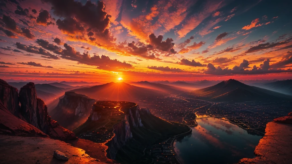 "A breathtaking depiction of a vibrant and captivating sunset."