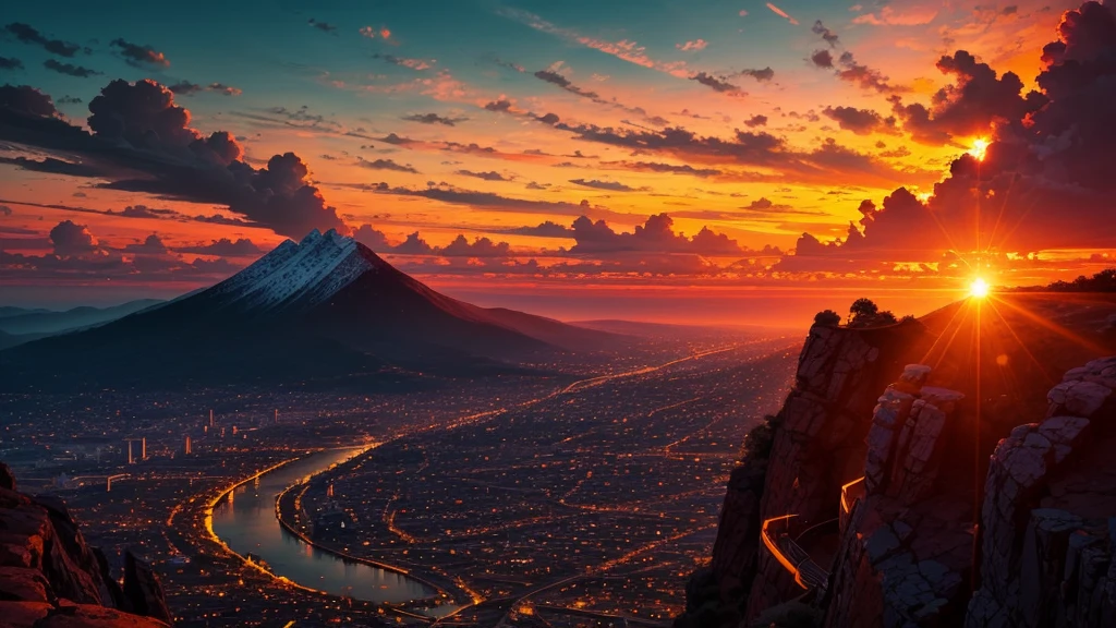 "A breathtaking depiction of a vibrant and captivating sunset."