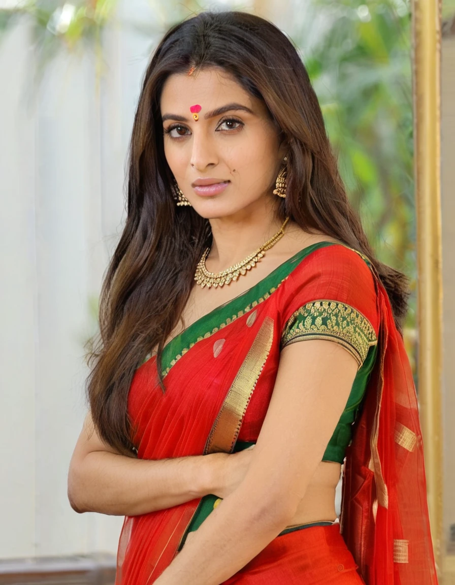 lana in red saree