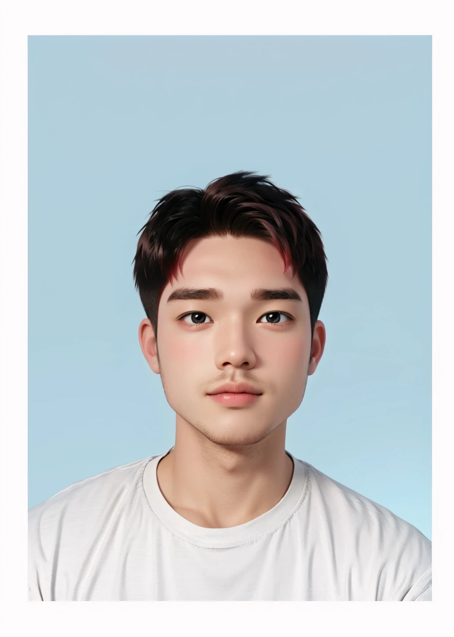 best quality, 1 boy, alone, cartoon pictures , background, short hair, pink lips, red hair, wearing a red jacket