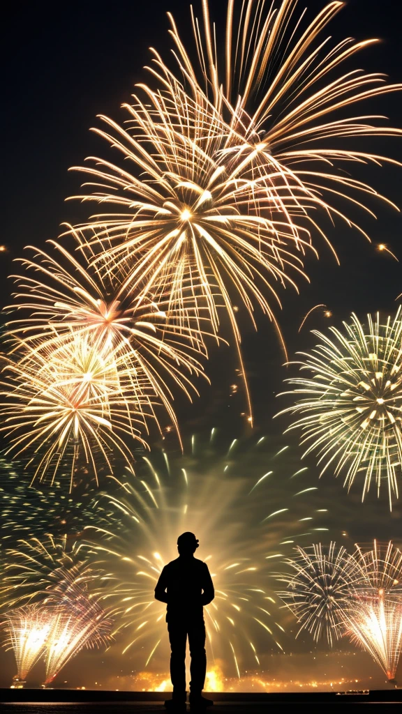 fireworks are lit up in the night sky above a body of water, [ fireworks in the sky ]!!, fireworks, firework, vivid!!, happy!!!, pyrotechnics, colourful explosion, by Tadashi Nakayama, masterpiece!!, by Kanō Tan'yū, fireworks in the background, by Nishida Shun'ei, masterpiece!