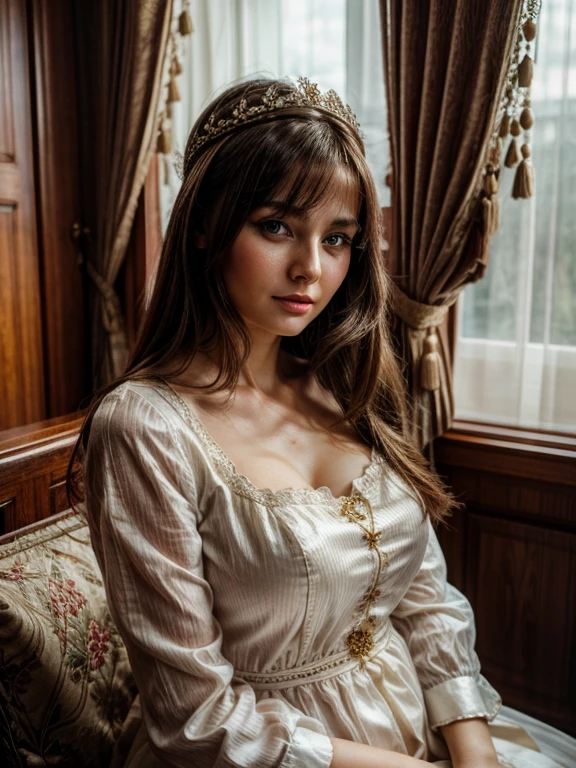 Crée une image d'une fille au dessus du mois d'août avec une couronne sur la tête. Sur la couronne est inscrit le mot "JEANNE". Soit creatif et réaliste