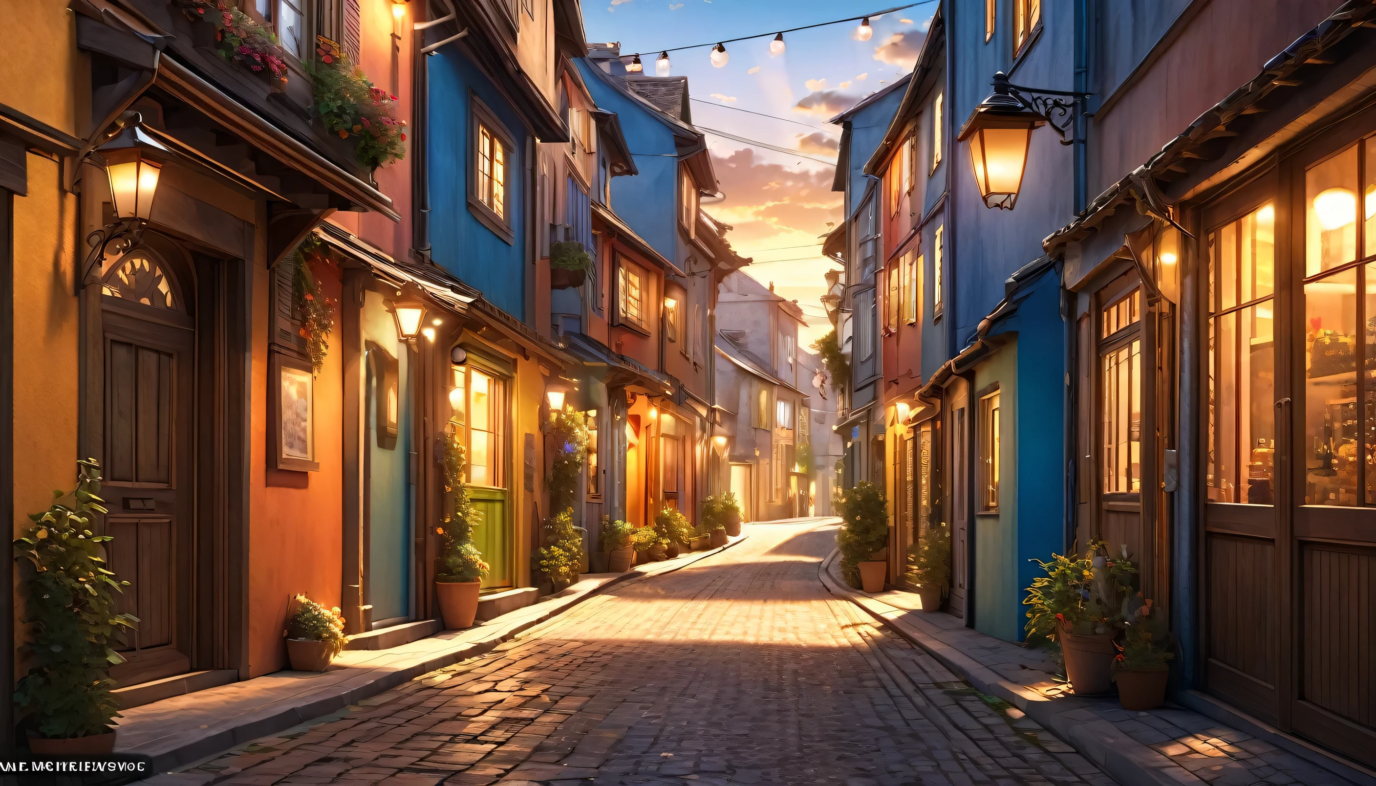 a beautiful detailed sunset, A beautiful alley in Europe, anime style, 1girl, intricate details, colorful vibrant colors, cinematic lighting, dramatic shadows, photorealistic, hyperrealistic, 8k, (best quality, 4k, 8k, highres, masterpiece:1.2), ultra-detailed, (realistic, photorealistic, photo-realistic:1.37), HDR, UHD, studio lighting, ultra-fine painting, sharp focus, physically-based rendering, extreme detail description, professional, vivid colors, bokeh