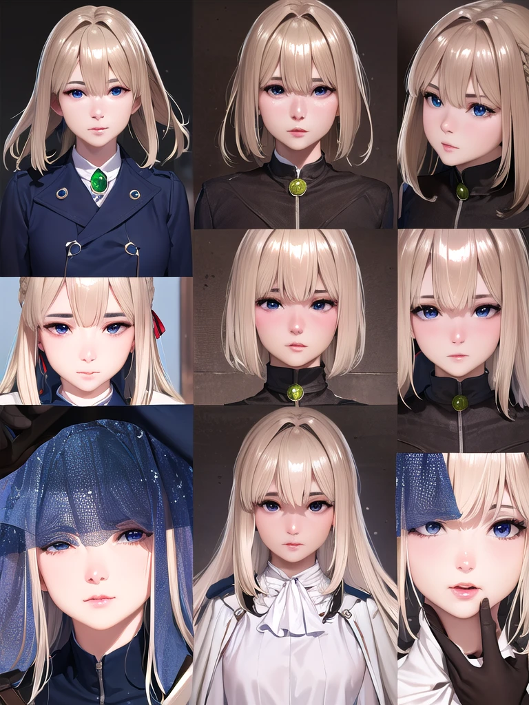 Great Joy:1.3, masterpiece, Highest quality, High resolution, Violet Evergarden, Braiding, Hair Ribbon, Red ribbon, jewelry, White Ascot, brooch, Blue jacket, Long sleeve, Brown gloves, White Dress, Long dress, Are standing, Cowboy Shot, Outdoor, unity 8k wallpaper, (figure:0.8), (Beautiful attention to detail:1.6), Highly detailed face, Perfect lighting, Highly detailed CG, (3D Face:1.1), (Shiny skin:1.5), (超High resolution intricate face details), (Facial skin pores:1.3), 超High resolution cloth texture