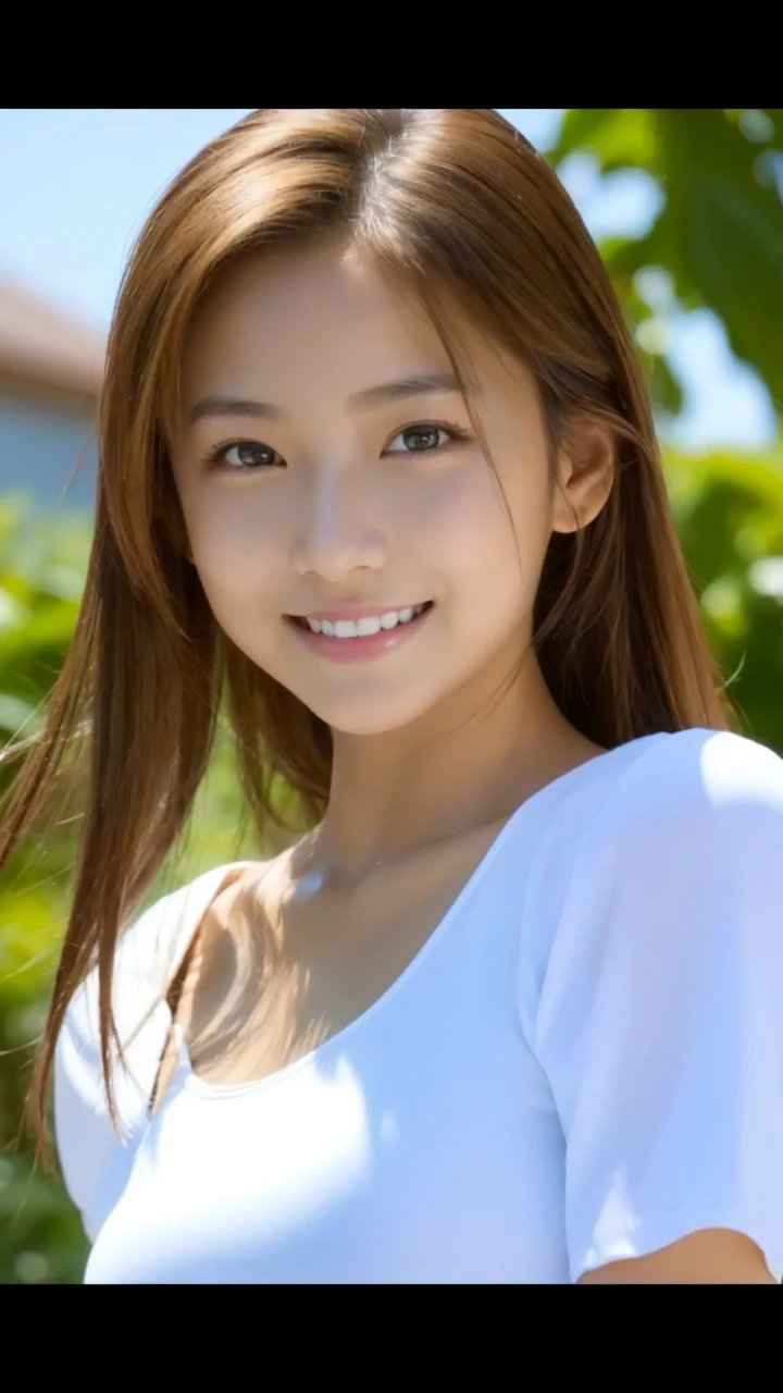 High resolution, 32k, beautiful, female, 20 years old, tanned skin, smiling, double,Camera is from bottom to top, whole body, gravure, Fcup
black swimsuit, torn swimsuit