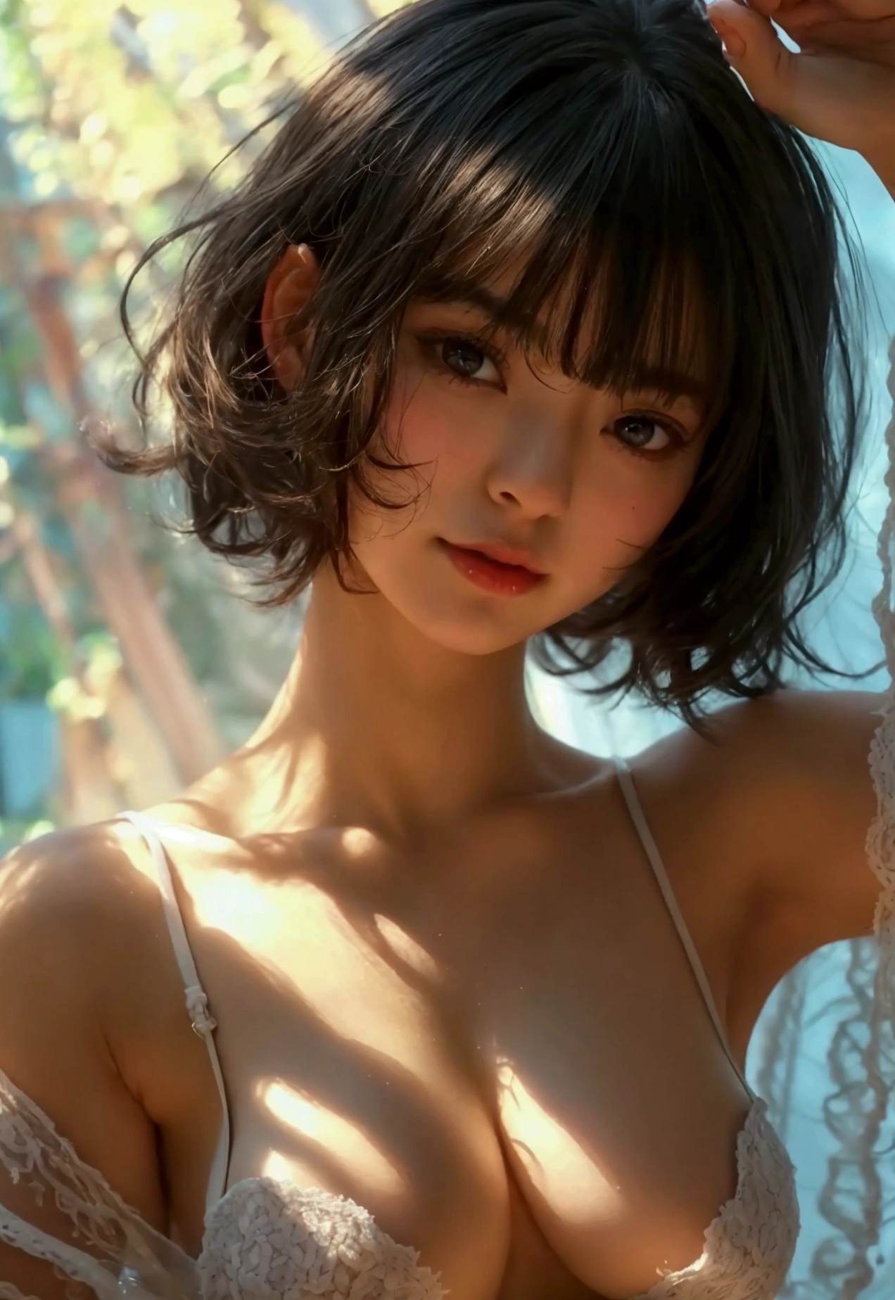 One girl,Completely naked,whole body,Pubic hair_Bristles,Pubic hair_Hairy,Length meter,E Cup_chest,Armpit hair_Hairy,,M-shaped legs,Japanese,Raise your hand