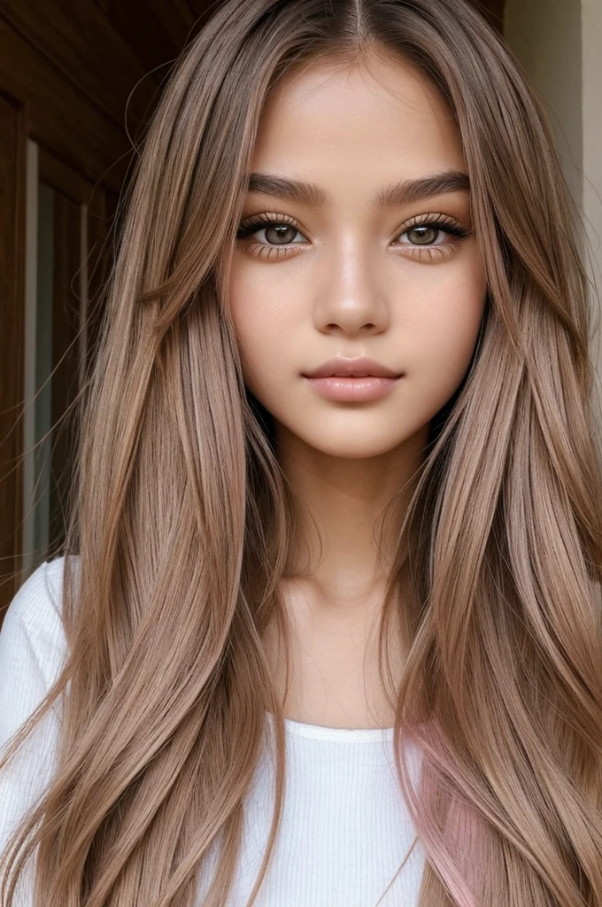 ((best quality)), ((masterpiece)), (detailed), perfect face
-A girl with a ash colored long hair, Doe shaped eyes, brown eyes, slim nose and a perfect pink lips
