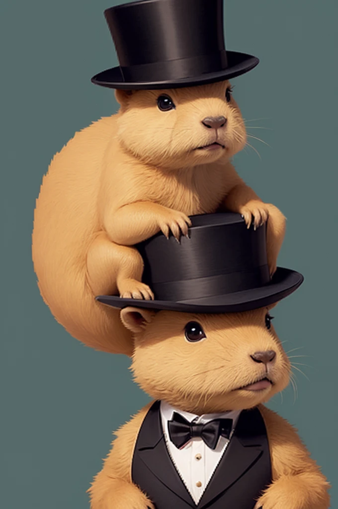 A 2d pixel art of yma capybara in a top hat