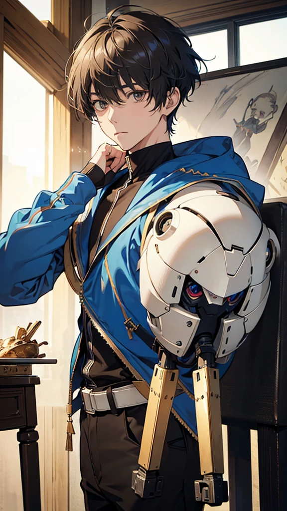 最高masterpiece、anime、Cool humanoid robot ((Highest quality)), ((masterpiece)), (detailed),Neutral face、Short Hair、Tall、whole body
