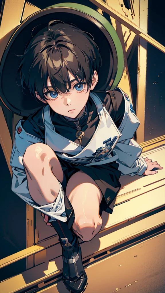 最高masterpiece、anime、Cool humanoid robot ((Highest quality)), ((masterpiece)), (detailed),Neutral face、Short Hair、Tall、Spread your legs、whole body