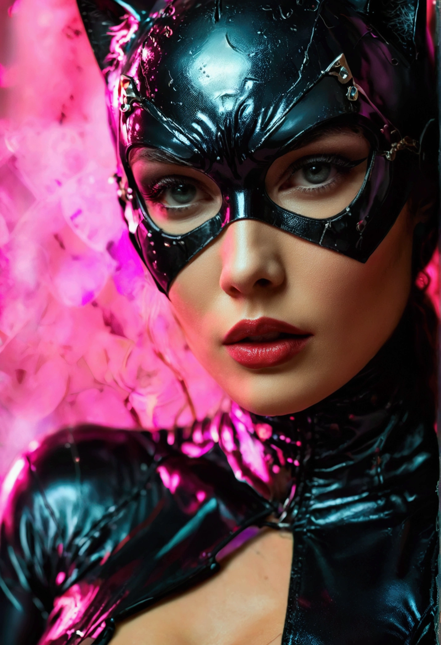 Sexy beauty in catwoman costume