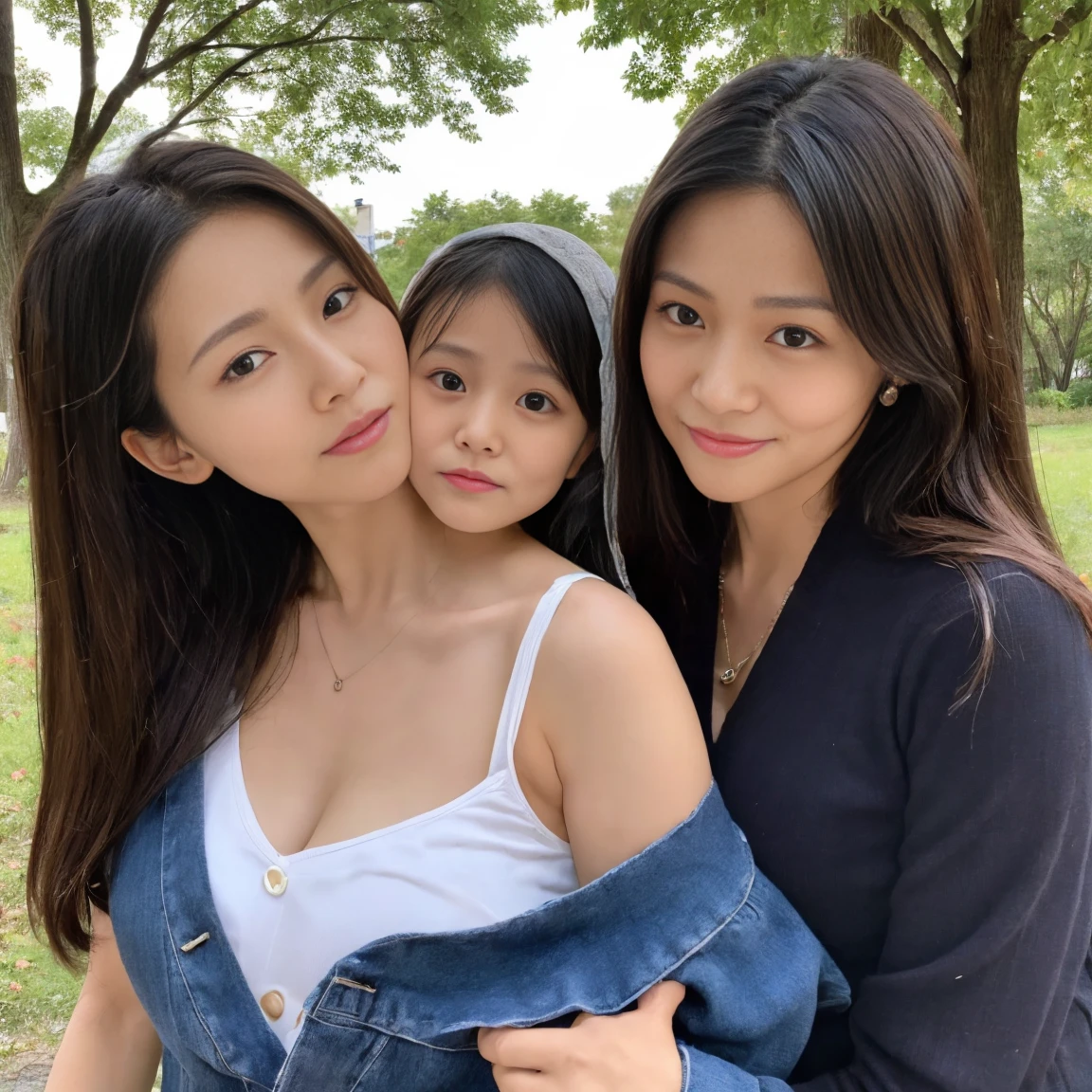 ((small breast:1.5)), ((flat chest:1.8)), Beautiful woman, ((Mother and daughter:1.5)), ((My mother is 38 years old.:1.5)), ((Scared:1.5)), ((frightened:1.5)), (orgasm:1.5), ((mother has a flat chest:1.5)), ((My daughter is 18 years old:1.5)), Close in age, beautiful, I wear clothes, ((Mother has a very small mole on her left cheek:1.2)), ((Look into the viewer's eyes:1.5)), ((looking at viewer:1.5)), ((look into the viewer's eyes:1.5)), (top-quality, 16K, masterpiece:1.3), top quality, masterpiece, high resolution, photorealistic, (raw photo), live shooting, 16k wallpaper, perfection, professional lighting, very detailed, fine details, Hyperrealism, hyper realistic, realistic, japanese, (super detailed), (Photorealsitic:1.5), high-level image quality, very detailed, depth of field, (most beautiful), (dramatic lighting:1.2), (cinematic lighting:1.2), ambient lighting, (front lighting:1.2), highest precision, detailed fingers, detailed hands, detailed eyes, detailed skin texture, textured skin, realistic smooth soft skin, (perfect body proportion), (seductive emotion:1.3), (soft and plump thighs:1.2), (short torso:1.5), detailed face, detailed finger, clear eyes, gentle eyes, accurately drawn arms, accurate and perfect human anatomy, white and soft thighs, realistic smooth soft skin,