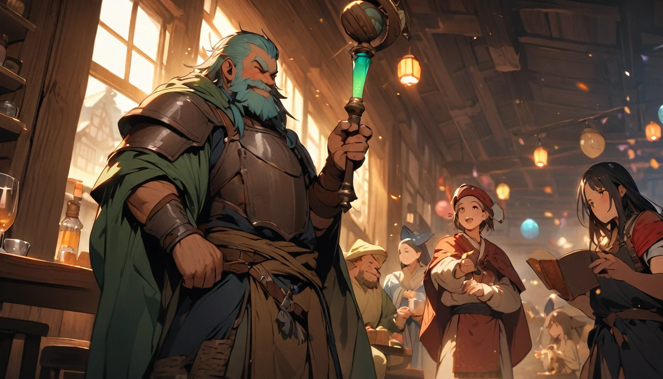 (masterpiece:1.4), (Highest quality:1.4), Very detailed, Complex, Very detailed, shape,Soft lighting, Tavern, More than one personで語り合う, Hopeful Face, smile, More than one person, Mixed gender, a group of adventurers, character from RPG games, (character: human, Fairy, Fairy, Dwarf, The Hobbit), (exterior: Swordsman Style, Shaman Style, Monk Style, Magician style), (belongings: Long sword, dagger, Holy Staff, Magic wand, shield, metal armor, Leather Armor), Perfectly accurate anatomical shape、All limbs intact、Perfect full finger, Colorful characters, Drinking alcohol and having fun, Huge, Majestic, Uplifting expressions, みんなのsmileが素晴らしい.