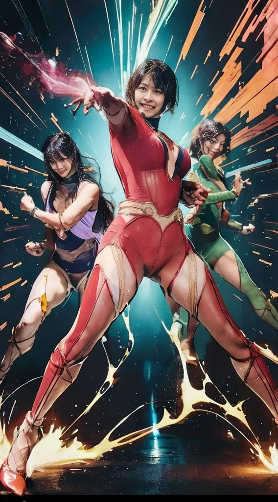 Three 30-year-old Asian women posing for a photo,Mature and charming,Lewd exposure ,Large Breasts,Big Ass,Camel toe,NSFW,Release liquid,Wear sexy super high heels,The charming and seductive queen,Fighting breath