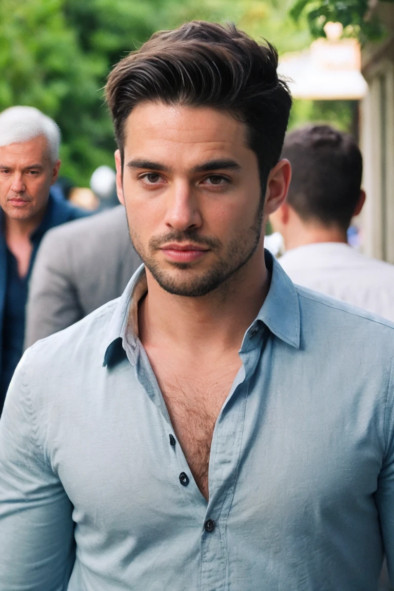 Realistic photo of solo handsome men , street