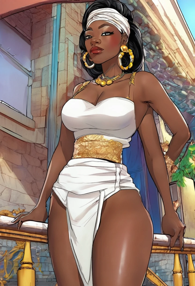 Manhwa style, Mature african woman makes anal