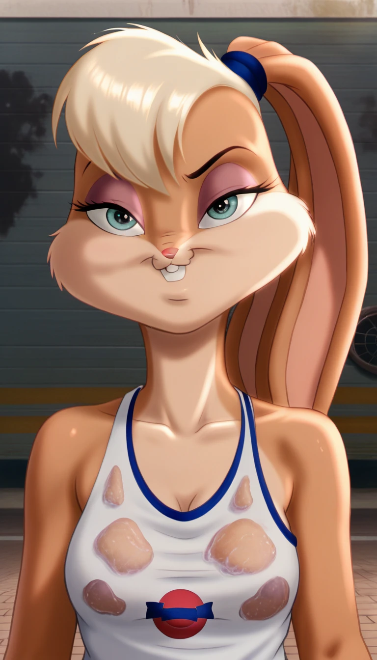 (masterpiece, best quality:1.2), Lola Bunny, dirt road, countryside, masterpiece, best quality, absurdres, highres, 4k, ray tracing, perfect face, perfect eyes, intricate details, highly detailed, (best quality:1.33), (masterpiece:1.42),(semi realistic:1.3), (detailed:1.15),(skin details), Dappled Light, analog style (look at viewer), (skin texture), (realistic texture skin), cinematic light, side lighting, ultra high res, best shadow, RAW, (Dutch angle:1.1), lightroom, cinematic, hdr, raw, (intricate:1.4), high quality, soothing tones, intricate details, extremely high quality RAW photograph, detailed background, intricate, Exquisite details and textures, highly detailed, ultra detailed photograph, warm lighting, 4k, sharp focus, high resolution, detailed skin, detailed eyes, 8k uhd, dslr, high quality, film grain, Fujifilm XT3, 
 Rainy Day: The diffused light and wet surfaces on a rainy day can create a moody and atmospheric environment, perfect for capturing reflections and street photography.,