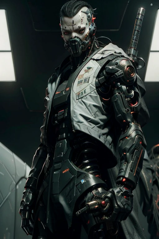 cybershmara, Cyberpunk, Cyberpunk background, male, black and red parts, man, boy, dark skin, cyberpunk clothing
