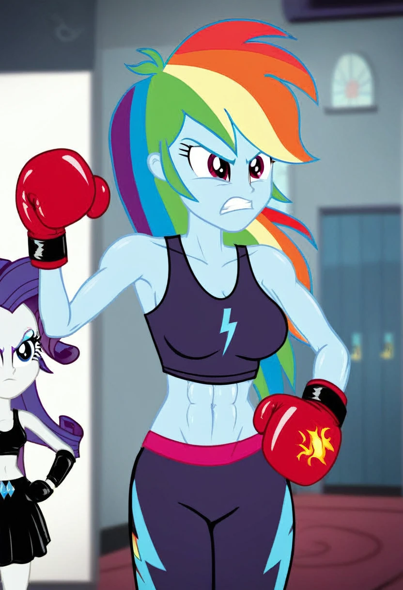 Eqg angry rainbow dash at a school in black underwearboxing rarity