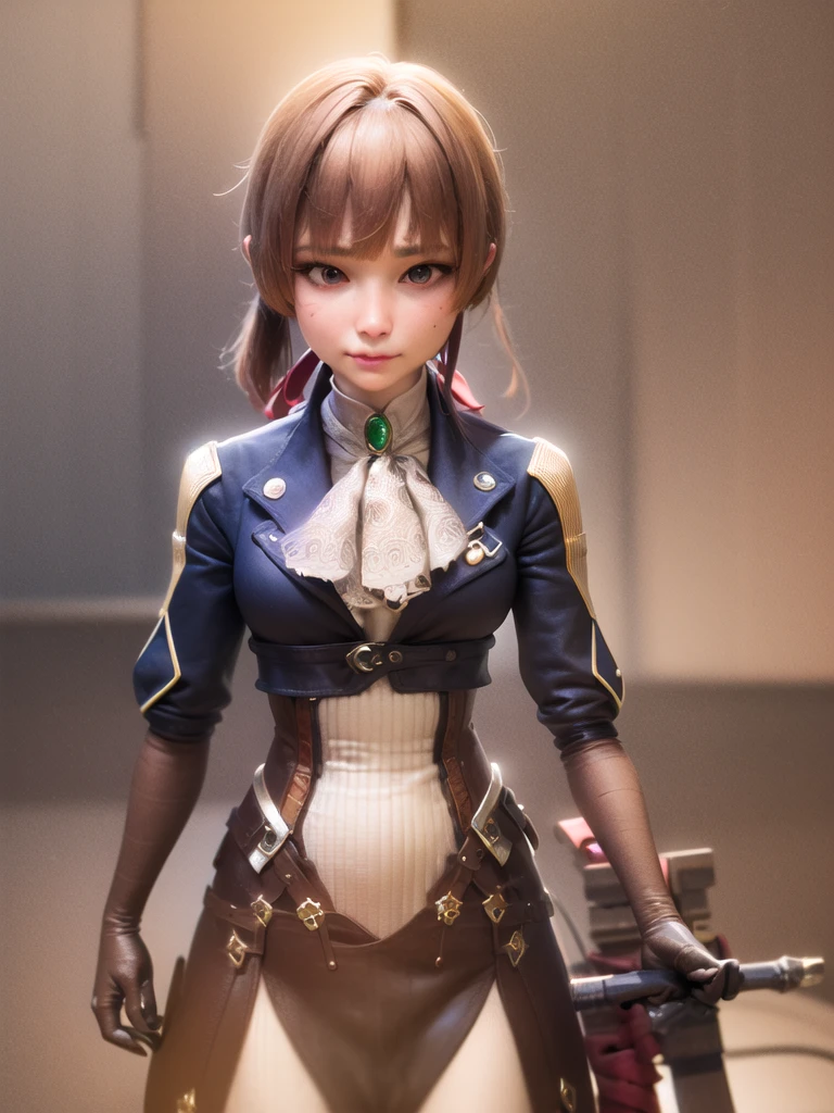 Great Joy:1.3, masterpiece, Highest quality, High resolution, Violet Evergarden, Braiding, Hair Ribbon, Red ribbon, jewelry, White Ascot, brooch, Blue jacket, Long sleeve, Brown gloves, White Dress, Long dress, Are standing, Cowboy Shot, Outdoor, unity 8k wallpaper, (figure:0.8), (Beautiful attention to detail:1.6), Highly detailed face, Perfect lighting, Highly detailed CG, (3D Face:1.1), (Shiny skin:1.5), (超High resolution intricate face details), (Facial skin pores:1.3), 超High resolution cloth texture