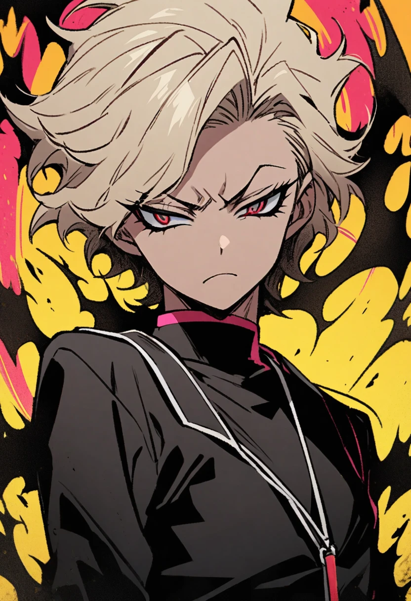 Akira Fudo, Devilman Crybaby, Male, with black clothes, background yellow
