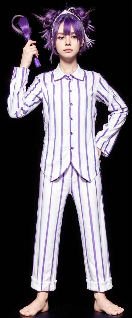 White skin, purple hair
