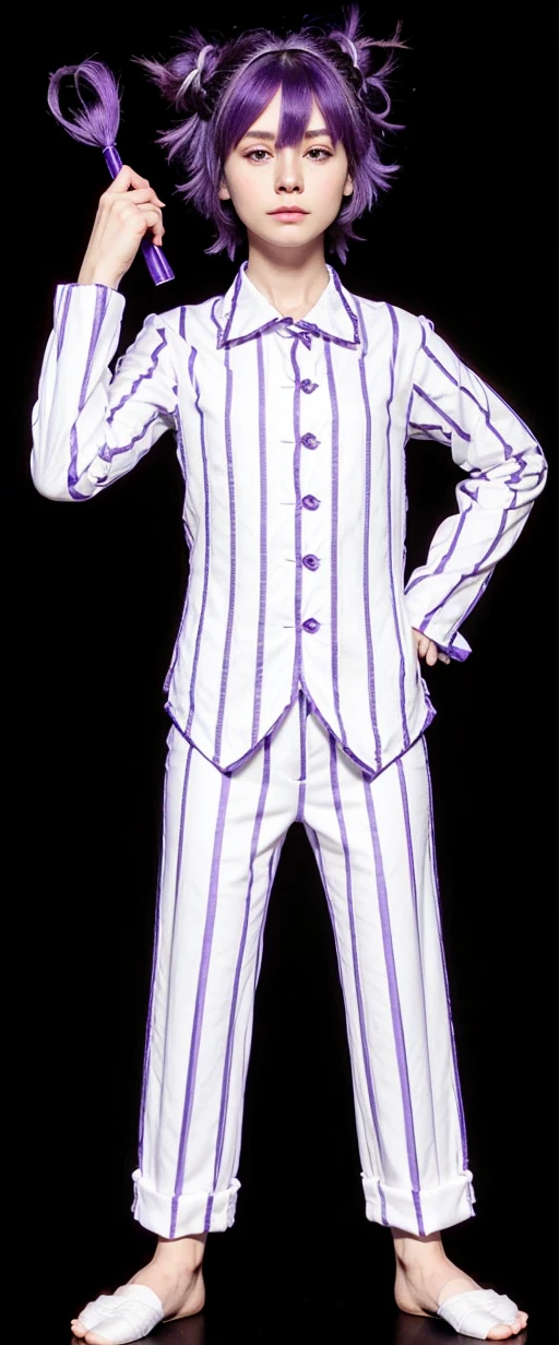 White skin, purple hair