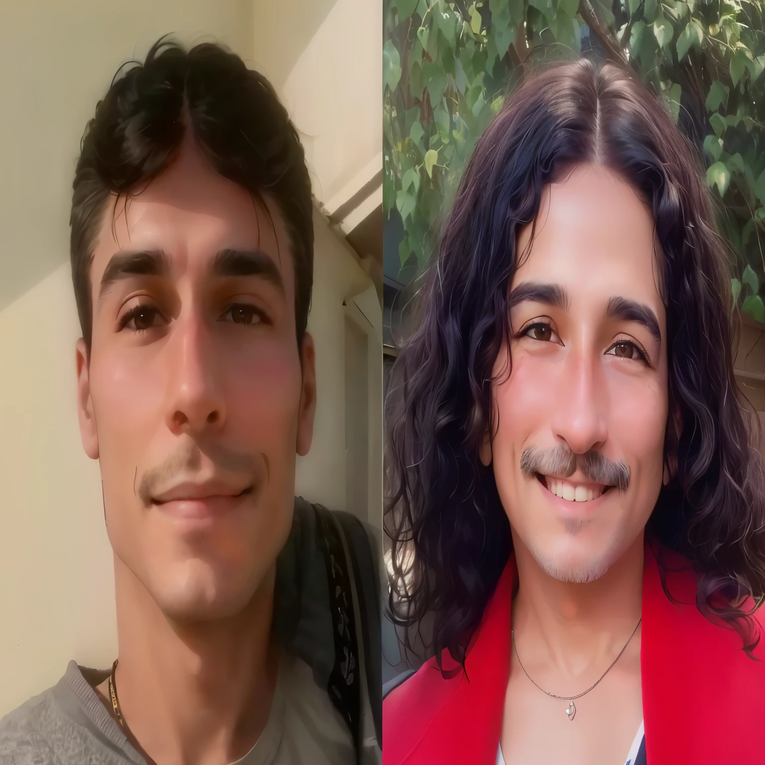 There are two people smiling and posing together for a photo, a french man and a mexican woman, They are a loving couple
