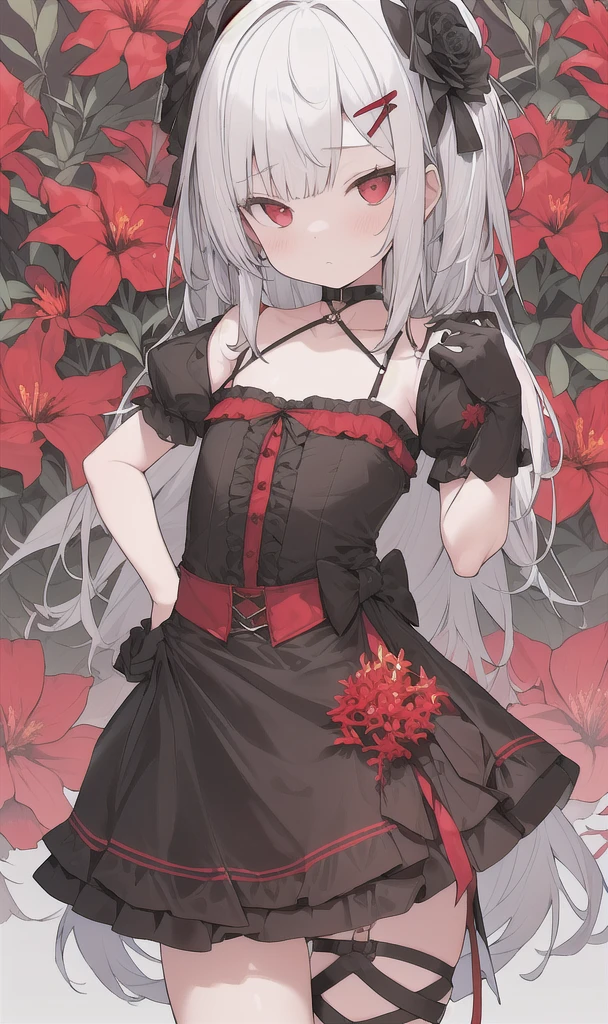 (NSFW:0.9),(solid color background all, flower wallpaper:1.2), partially colored, (:1.4), three primary colors clothes, cowboy shot, lusty, alluring,((red Ixora)), small flowers, ((poison)), ((temptation)), undertaker, gothic style, detailed shadow and light,expressionless,sweet, (revealing clothes:1.2),gloves, tight strap, frilled trim, hair ornament, skinny,waist, collarbone,crotch,dancing
BREAK
circle, dark:1.4,white,(((red))),