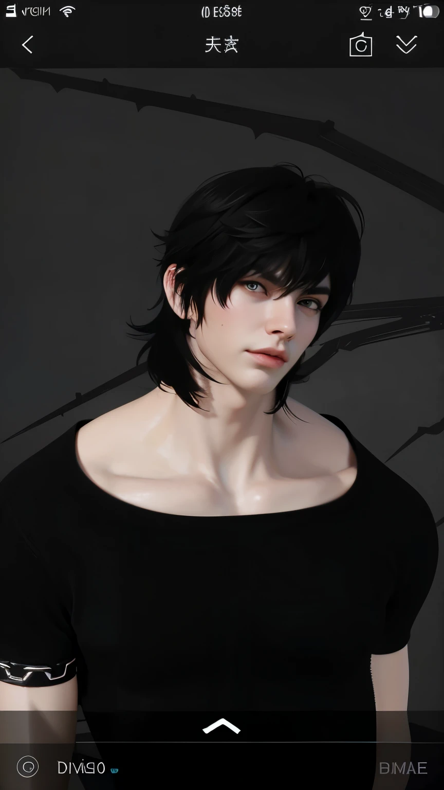 (High level image quality、high detail、high quality、high resolution、Dibuja todo en high resolution.)、there is a man standing, with a tight black t-shirt showing his muscles :: high detail, pose in black, open chest clothing, upper body avatar, SHEEP, second life avatar, [ firmly defined abs ]!!, [ rigidly defined abs ]!!, Full body closeup, lacivious pose, Very detailed full body