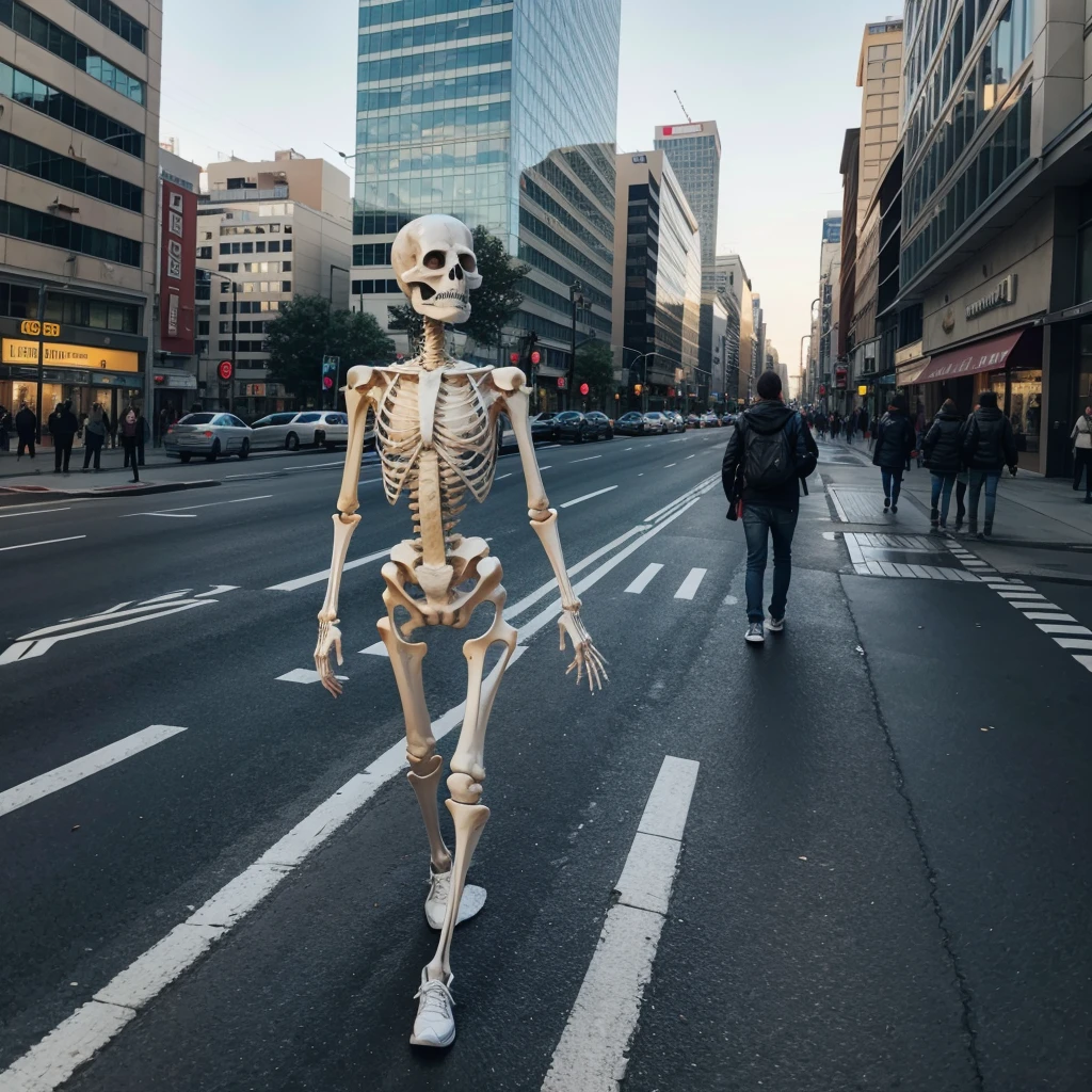 Skeleton walking in public 