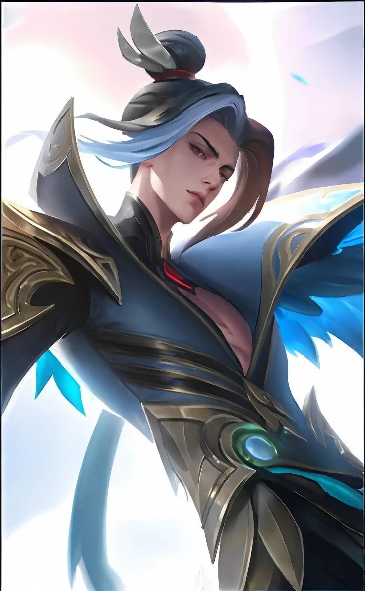 (absurdres, highres, ultra detailed, HDR), masterpiece, best quality, Android Game Character , short hair, handsome boy, anime eyes, Mobile Legends Hero, detailed scebe, detailed character