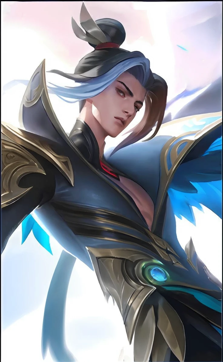 (absurdres, highres, ultra detailed, HDR), masterpiece, best quality, Android Game Character , short hair, handsome boy, anime eyes, Mobile Legends Hero, detailed scebe, detailed character