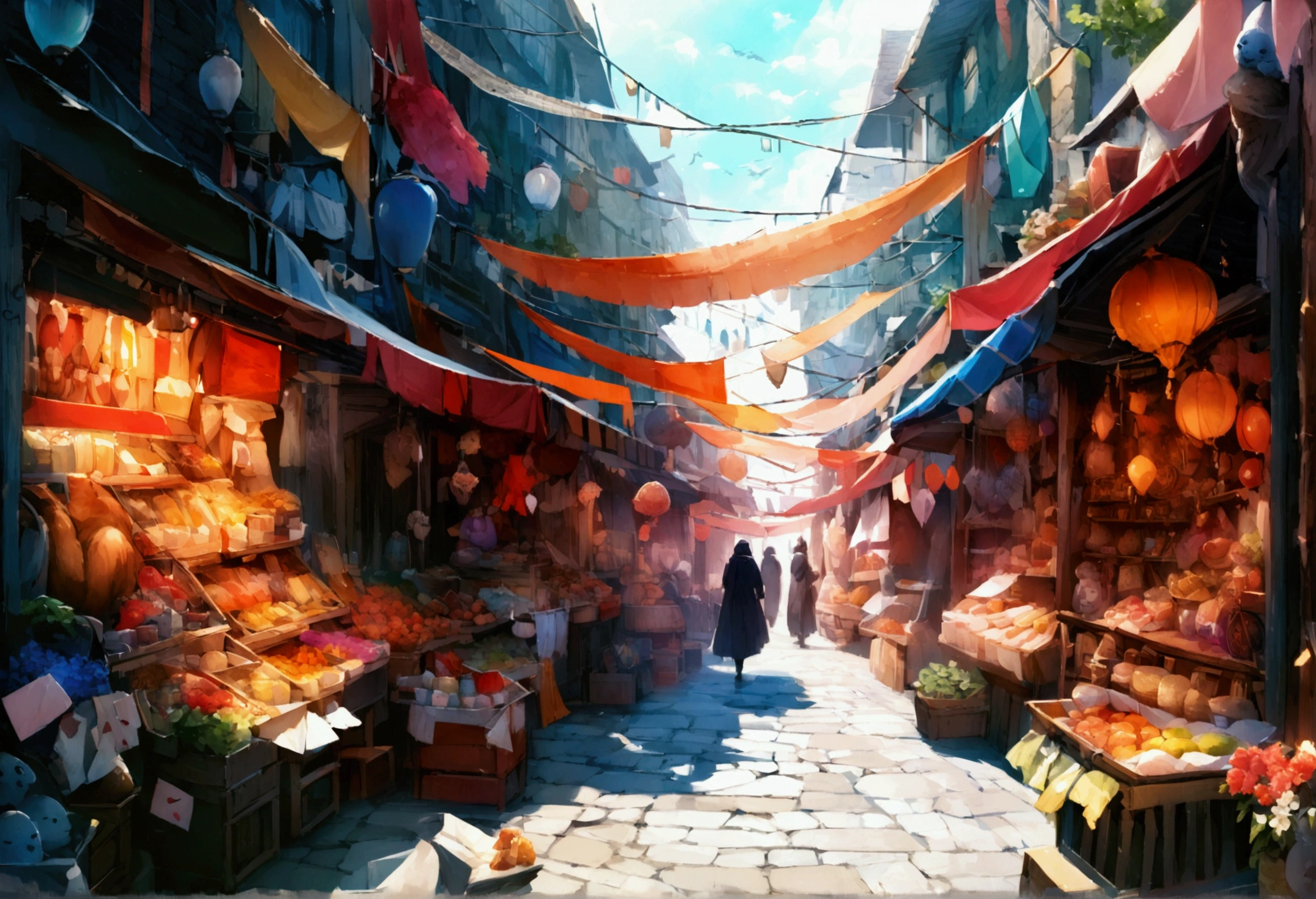 background: A bustling market in the Magic City, Creatures of various shapes and sizes object mysterious artifacts々Where to replace.
letter: Mischievous, Quick finger thief (By Keira) In the mysterious air, Steal powerful amulets from vendors' stalls.{Realistic}