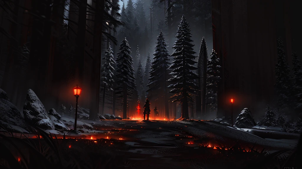 a wolf and deer standing on opposite sides, large red moon, dark cloudy night sky, atmospheric dramatic lighting, detailed fur textures, glowing eyes, wilderness forest background, cinematic composition, photorealistic, (best quality,8k,highres,masterpiece:1.2),ultra-detailed,(realistic,photorealistic,photo-realistic:1.37),cinematic lighting,dramatic colors,fantasy,moody atmosphere