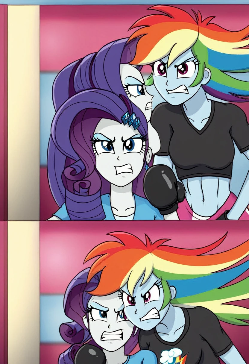 Eqg angry rainbow dash at a school in black underwearboxing rarity