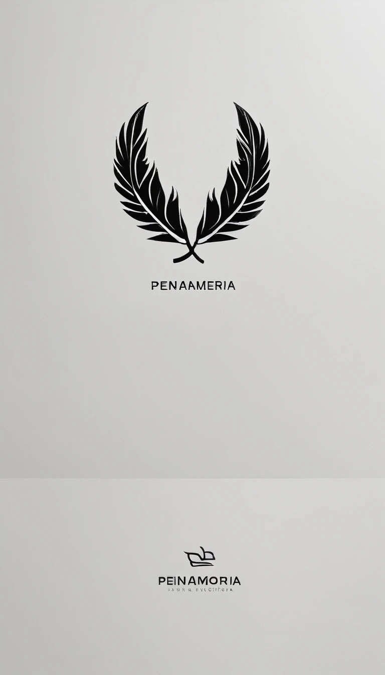 A minimal, modern, simple, cinematic logo design for the brand “Penamemoria". Create a modern, minimalistic, high-quality, logo of a boy-feather
