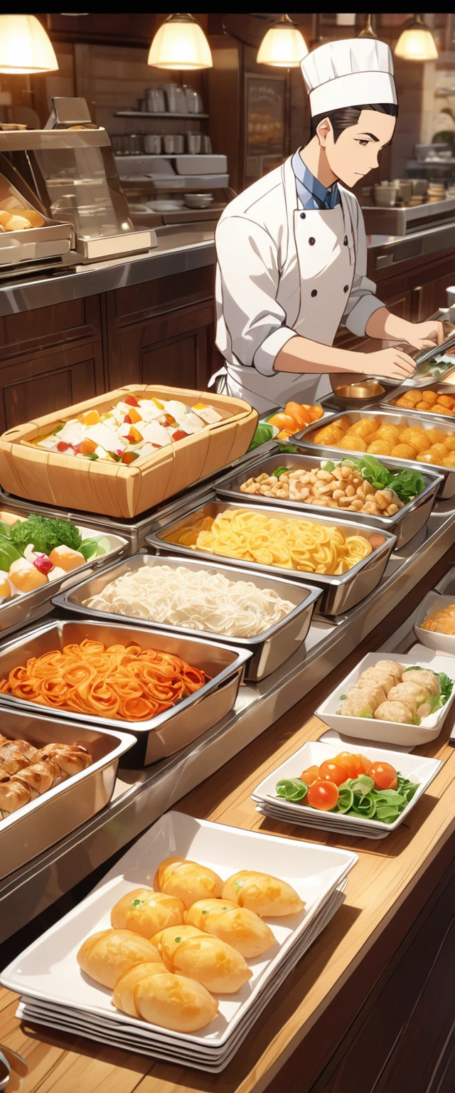 Close-up of beautiful, cute, hard-working and lively fast food restaurant clerk.Beautiful and extremely textured foreground and background，detailed, bright, Animation style high definition and high quality presentation,