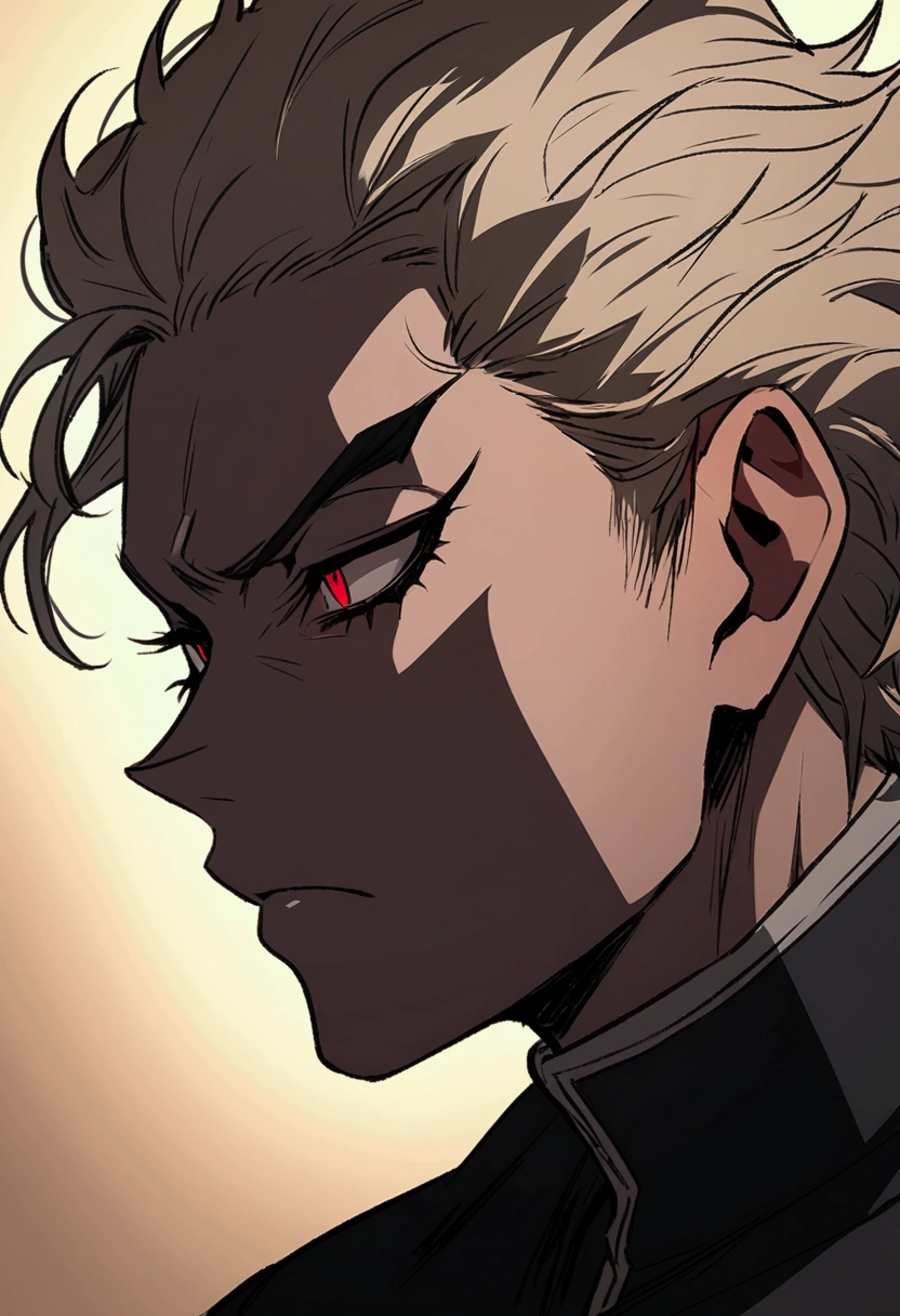 Akira Fudo, Devilman Crybaby, Male, with black clothes, background yellow