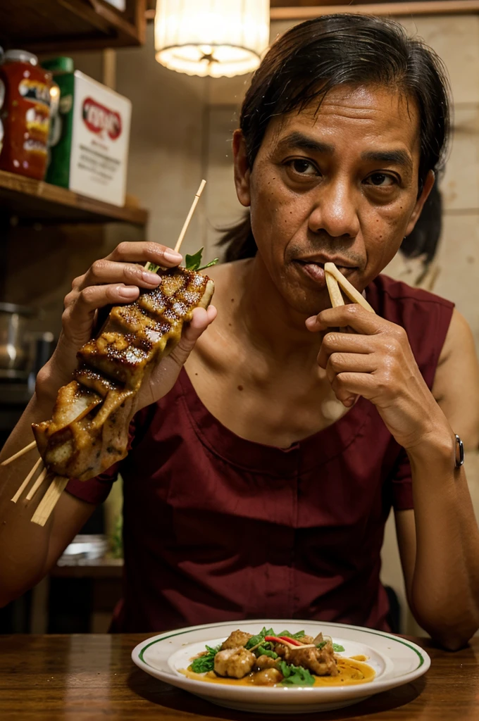 Jokowi Dodo eats satay