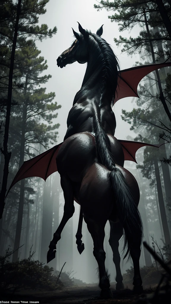 In the dark, eerie pine barrens of New Jersey, the Jersey Devil spreads its bat-like wings wide. Its horse-like head rears back, letting out a blood-curdling screech. Its hooves stomp the ground, and its long, serpent-like tail whips through the air, adding to the fearsome spectacle