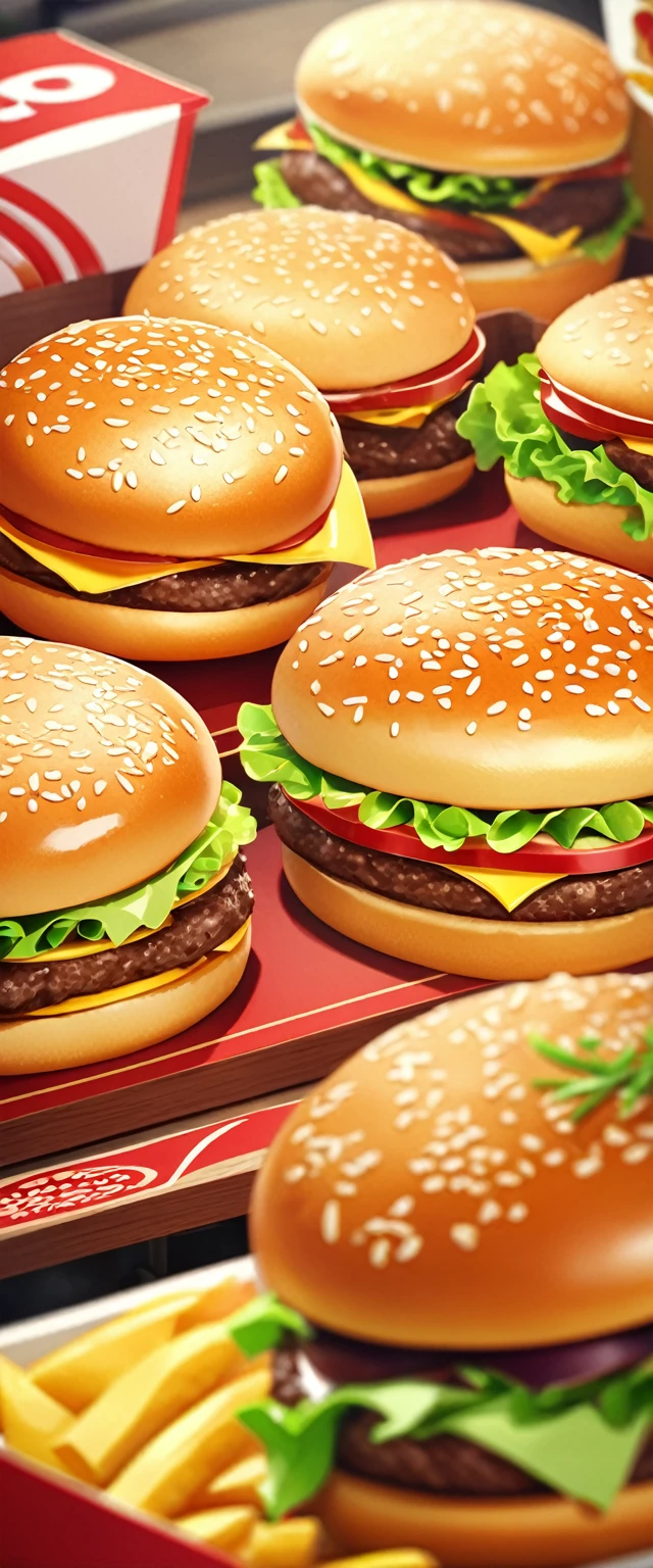 Fast food restaurant clerk close-up.Beautiful and extremely fine texture，detailed, bright, Animation style high definition and high quality presentation,