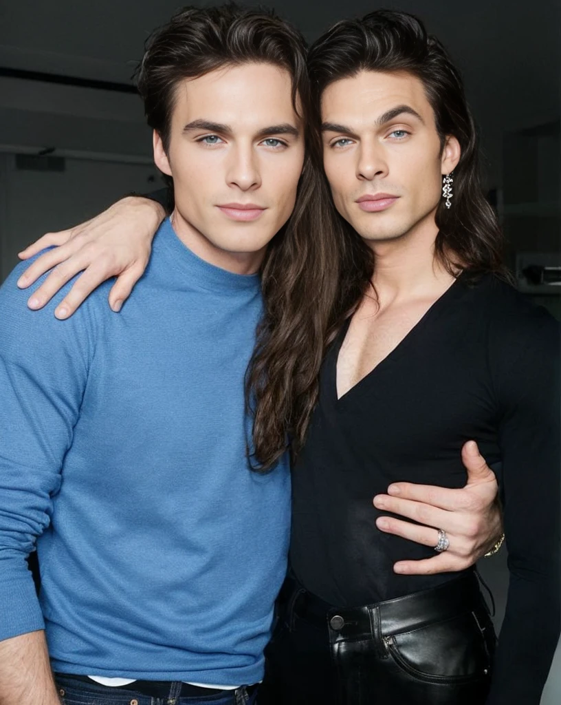 image of a man in a shirt posing for a photo, male model, handsome male, handsome attractive face, perfect cute face, Handsome male face, male portrait, attractive male, cinematic headshot portrait, sharp looking portrait, angular jaw line, male with black hair and blue eyes, Ian Somerhalder 8k