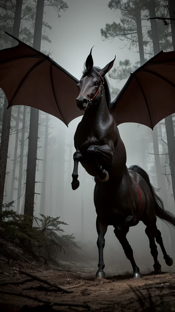 In the dark, eerie pine barrens of New Jersey, the Jersey Devil spreads its bat-like wings wide. Its horse-like head rears back, letting out a blood-curdling screech. Its hooves stomp the ground, and its long, serpent-like tail whips through the air, adding to the fearsome spectacle