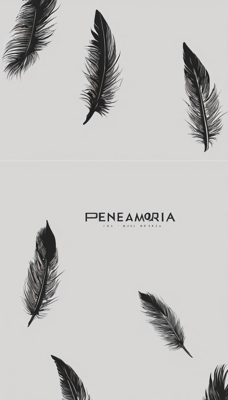 A minimal, modern, simple, cinematic logo design for the brand “Penamemoria". Create a modern, minimalistic, high-quality, logo of a bird feather