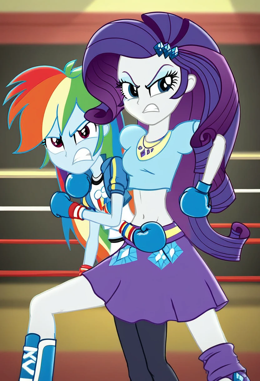 Eqg angry rainbow dash  at a school in black underwearboxing rarity