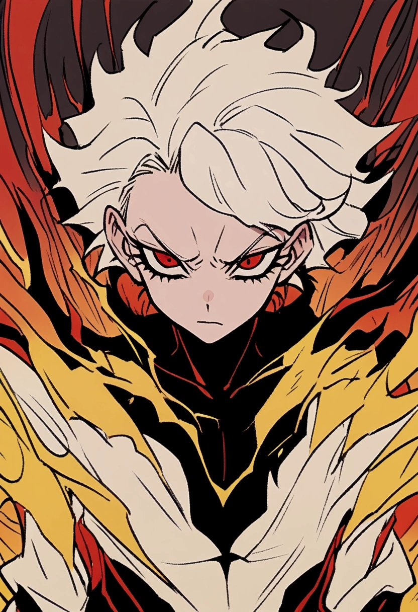 Akira Fudo, Devilman Crybaby, Male, with black clothes, background yellow
